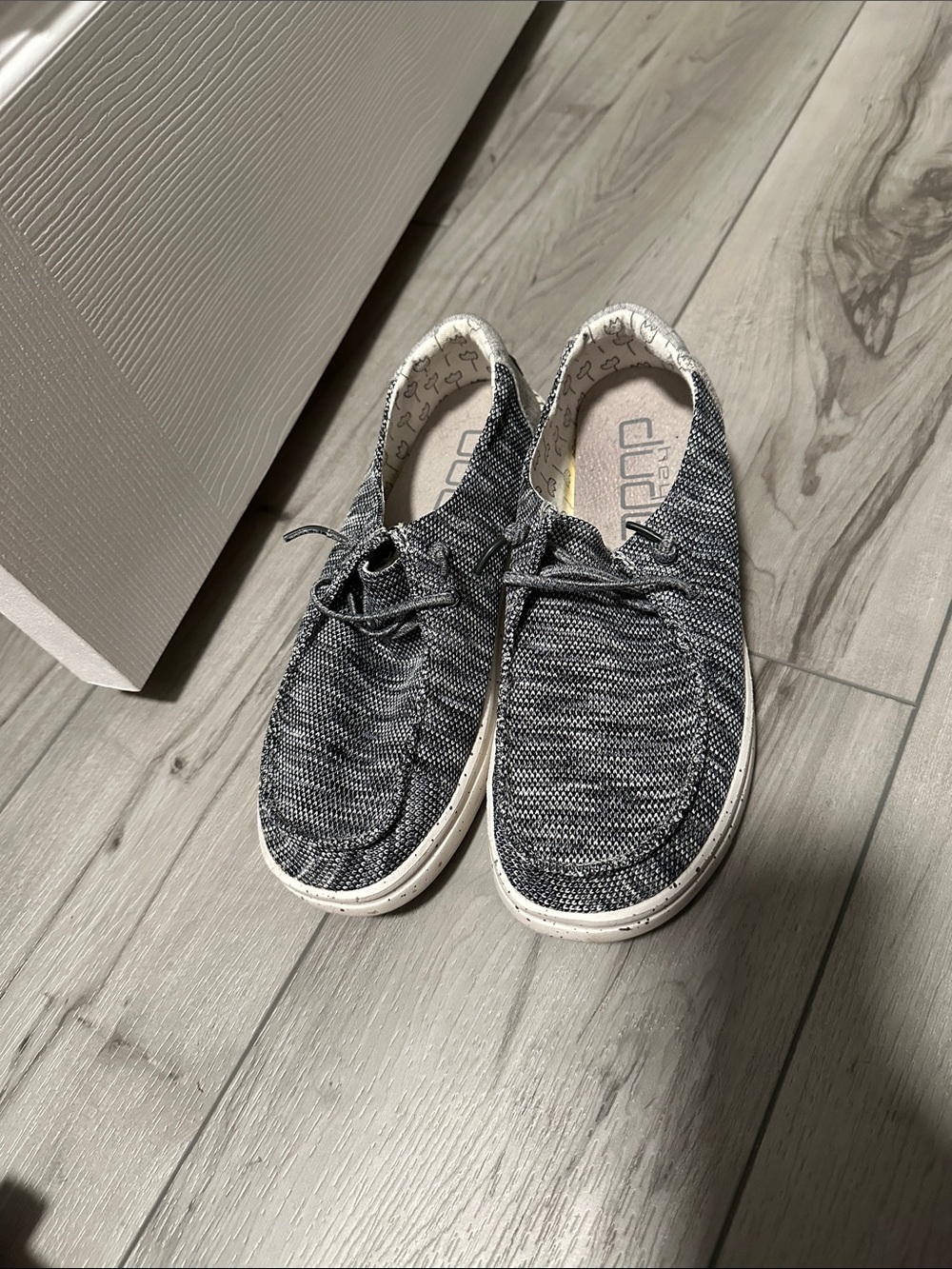 Hey Dude Wally Knit Lace-Up Shoes - Charcoal/White